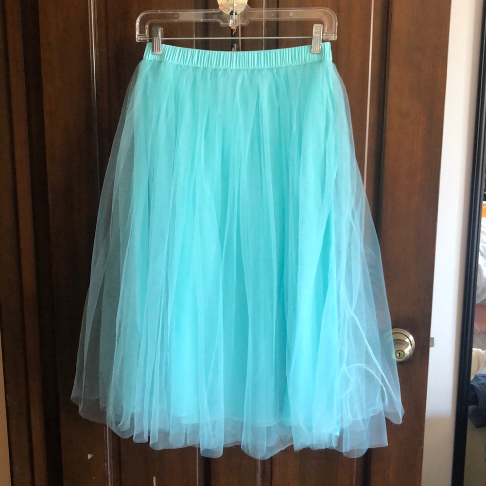 Turquoise blue tulle skirt